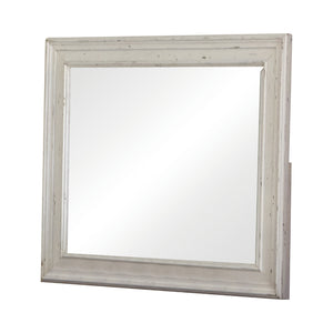 Celeste Vintage White Square Mirror - Rustic Farmhouse Charm with Distressed Finish for Any Room