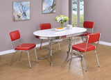 Retro Contemporary Oval Dining Table Glossy White and Chrome