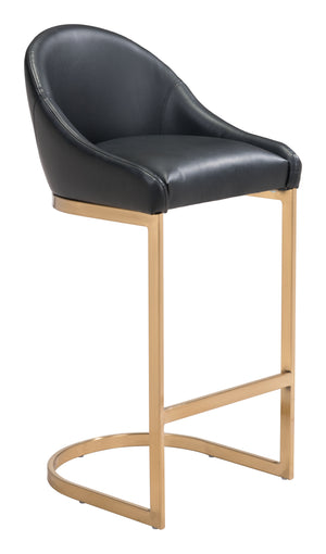 Zuo Modern Scott 100% Polyurethane, Plywood, Steel Modern Commercial Grade Barstool Black, Gold 100% Polyurethane, Plywood, Steel