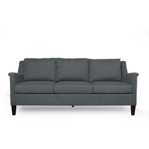 Dupont Contemporary 3 Seater Fabric Sofa, Charcoal and Espresso Noble House