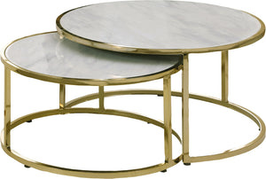 Massimo Faux Marble / Steel Contemporary Gold Coffee table - 43" W x 30.5" D x 16.5" H