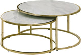 Massimo Faux Marble / Steel Contemporary Gold Coffee table - 43" W x 30.5" D x 16.5" H