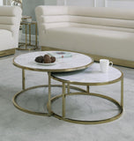 Massimo Faux Marble / Steel Contemporary Gold Coffee table - 43" W x 30.5" D x 16.5" H