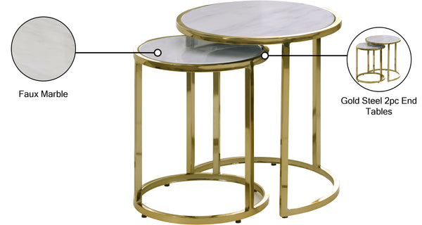 Massimo Faux Marble / Steel Contemporary Gold End Table - 20" W x 20" D x 22" H