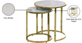 Massimo Faux Marble / Steel Contemporary Gold End Table - 20" W x 20" D x 22" H