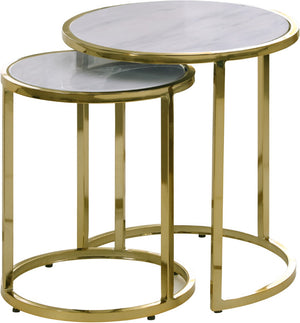 Massimo Faux Marble / Steel Contemporary Gold End Table - 20" W x 20" D x 22" H