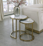 Massimo Faux Marble / Steel Contemporary Gold End Table - 20" W x 20" D x 22" H