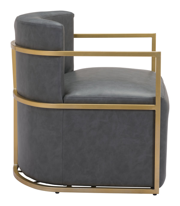 Zuo Modern Xander 100% Polyurethane, Plywood, Steel Modern Commercial Grade Accent Chair Gray, Gold 100% Polyurethane, Plywood, Steel