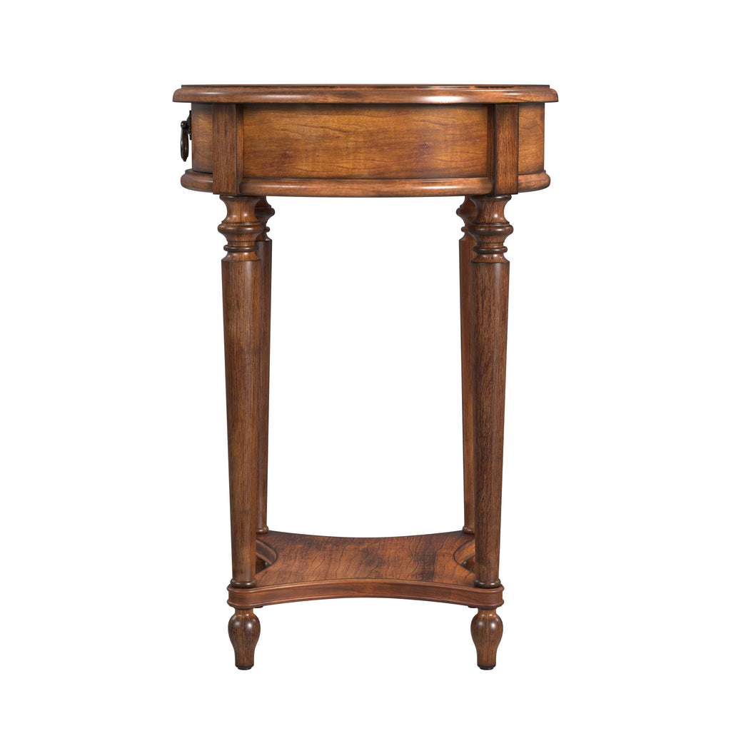 Butler Specialty Jules 1-Drawer Round End Table XRT Antique Cherry Wood solids, wood products, cherry veneers 2096011-BUTLER