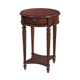Butler Specialty Jules 1-Drawer Round End Table XRT Cherry Wood solids, wood products, cherry veneers 2096024-BUTLER