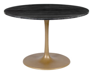 Zuo Modern Taj Marble, MDF, Iron, Aluminum Modern Commercial Grade Dining Table Black, Gold Marble, MDF, Iron, Aluminum