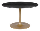 Zuo Modern Taj Marble, MDF, Iron, Aluminum Modern Commercial Grade Dining Table Black, Gold Marble, MDF, Iron, Aluminum