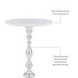 Keagan Side Table Silver With Marble