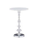 Keagan Side Table Silver With Marble