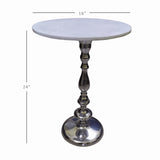 Keagan Side Table Silver With Marble