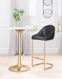 Zuo Modern Scott 100% Polyurethane, Plywood, Steel Modern Commercial Grade Barstool Black, Gold 100% Polyurethane, Plywood, Steel