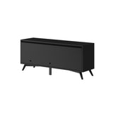 Alpine Furniture Flynn Large TV Console, Black 966BLK-10 Black Mahogany Solids & Okoume Veneer 64 x 19 x 27