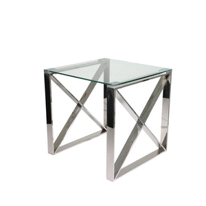 Sagebrook Home Glam Silver Metal/glass Accent Table, Kd 12802-02 Silver Metal