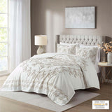 Violette Global Inspired 100% Cotton Tufted Coverlet Set in Ivory/Taupe