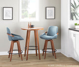 Cosmo Mid-Century Counter Stool in Walnut and Blue Noise Fabric by LumiSource