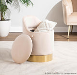 Marla Contemporary/Glam Vanity Stool in Gold Steel and Cream Velvet by LumiSource