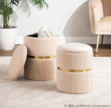 Cinch Contemporary/Glam Nesting Ottoman Set in Gold Steel and Cream Velvet by LumiSource