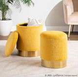 Marla Contemporary Nesting Ottoman Set in Gold Metal and Yellow Plush Fabric by LumiSource