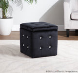 Pouf Contemporary Square Ottoman in Black Velvet by LumiSource