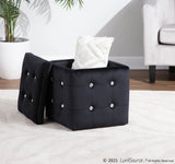 Pouf Contemporary Square Ottoman in Black Velvet by LumiSource