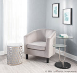Honeycomb Contemporary/Glam Ottoman in Chrome and Silver Velvet by LumiSource