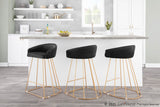 Canary Contemporary Counter Stool in Gold with Black Velvet Fabric by LumiSource - Set of 2