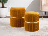 Cinch Contemporary/Glam Nesting Ottoman Set in Gold Steel and Orange Velvet by LumiSource
