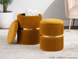 Cinch Contemporary/Glam Nesting Ottoman Set in Gold Steel and Orange Velvet by LumiSource