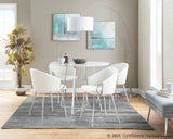 Claire Contemporary/Glam Chair in Silver Metal and White Faux Leather by LumiSource