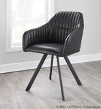 Clubhouse Contemporary Pleated Chair in Black Faux Leather by LumiSource - Set of 2