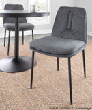 Smith Contemporary Dining Chair in Black Steel and Charcoal Fabric by LumiSource - Set of 2