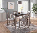 Harper 5-Piece Contemporary Counter Set in Grey and Espresso Wood with Grey Fabric by LumiSource