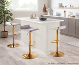 Ale Contemporary Adjustable Barstool in Gold Steel and Silver Velvet by LumiSource - Set of 2
