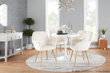 Shelton Contemporary/Glam Chair in Gold Steel and Cream Velvet by LumiSource