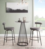Rhonda Contemporary Counter Stool in Black Steel and Charcoal Fabric by LumiSource - Set of 2