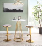 Dakota Contemporary Upholstered Adjustable Barstool in Gold Steel and Silver Velvet by LumiSource - Set of 2