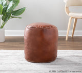 Cobbler Industrial Pouf in Brown Leather by LumiSource