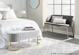 Fran Glam Bench in Gold Steel and Grey Velvet by LumiSource