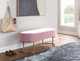 Demi Glam Pleated Bench in Gold Steel and Pink Velvet by LumiSource