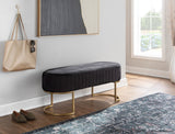 Demi Glam Pleated Bench in Gold Steel and Black Velvet by LumiSource