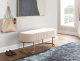 Demi Glam Pleated Bench in Gold Steel and Cream Velvet by LumiSource