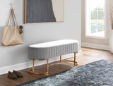 Demi Glam Pleated Bench in Gold Steel and Silver Velvet by LumiSource