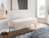 Marla Glam Pleated Bench in Gold Steel and Cream Velvet by LumiSource