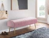 Marla Glam Pleated Bench in Gold Steel and Pink Velvet by LumiSource