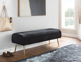 Marla Glam Pleated Bench in Gold Steel and Black Velvet by LumiSource